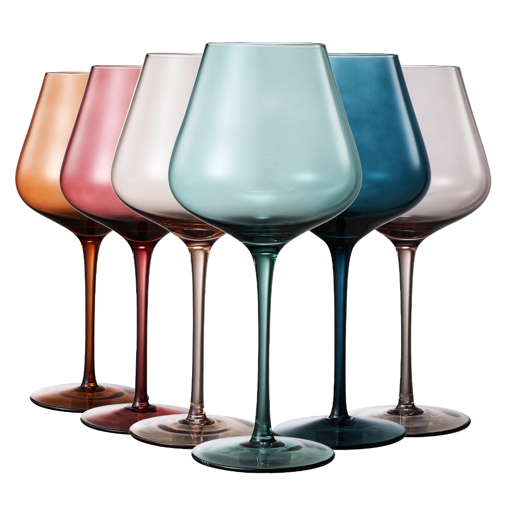 Wine Savant Colored Crystal Wine Glasses