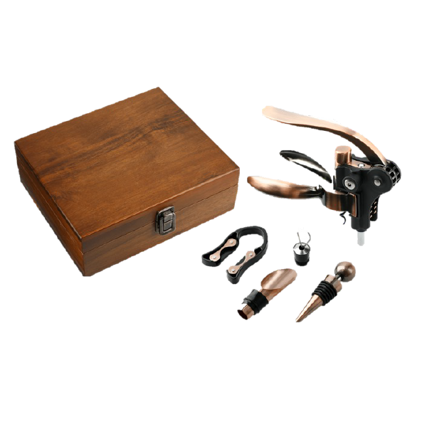 Graze Wood and Metal Wine Set
