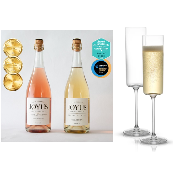 Jøyus Non-Alcoholic Sparkling Dual Pack + Crystal Flute set of 2
