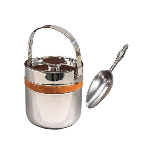 Leather Accent Ice Bucket Set